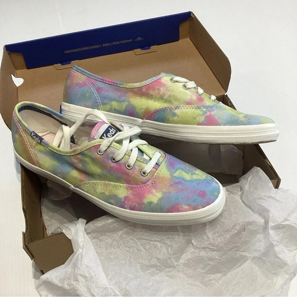 Keds Champion Canvas Softerra Womens Tie Dye Purple Pink Shoes Sz 8 - Picture 2 of 8